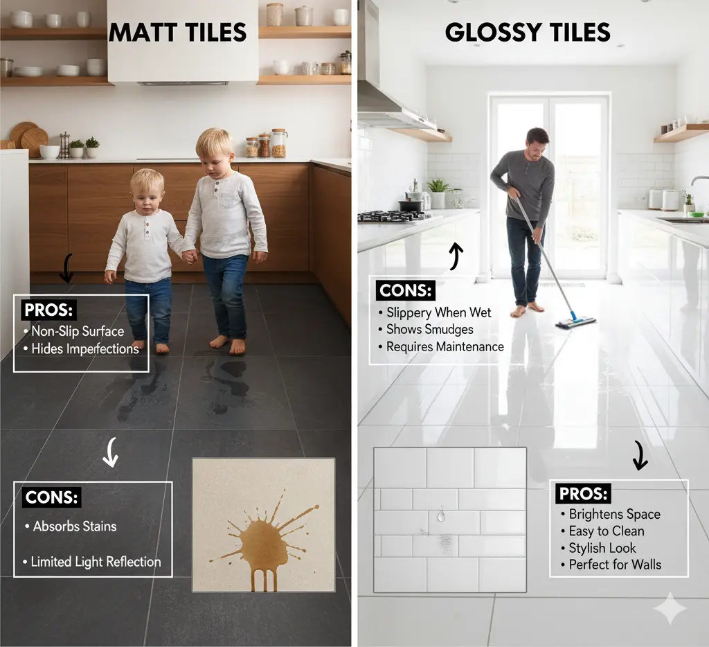 Pros and Cons: Matt vs Glossy Tiles