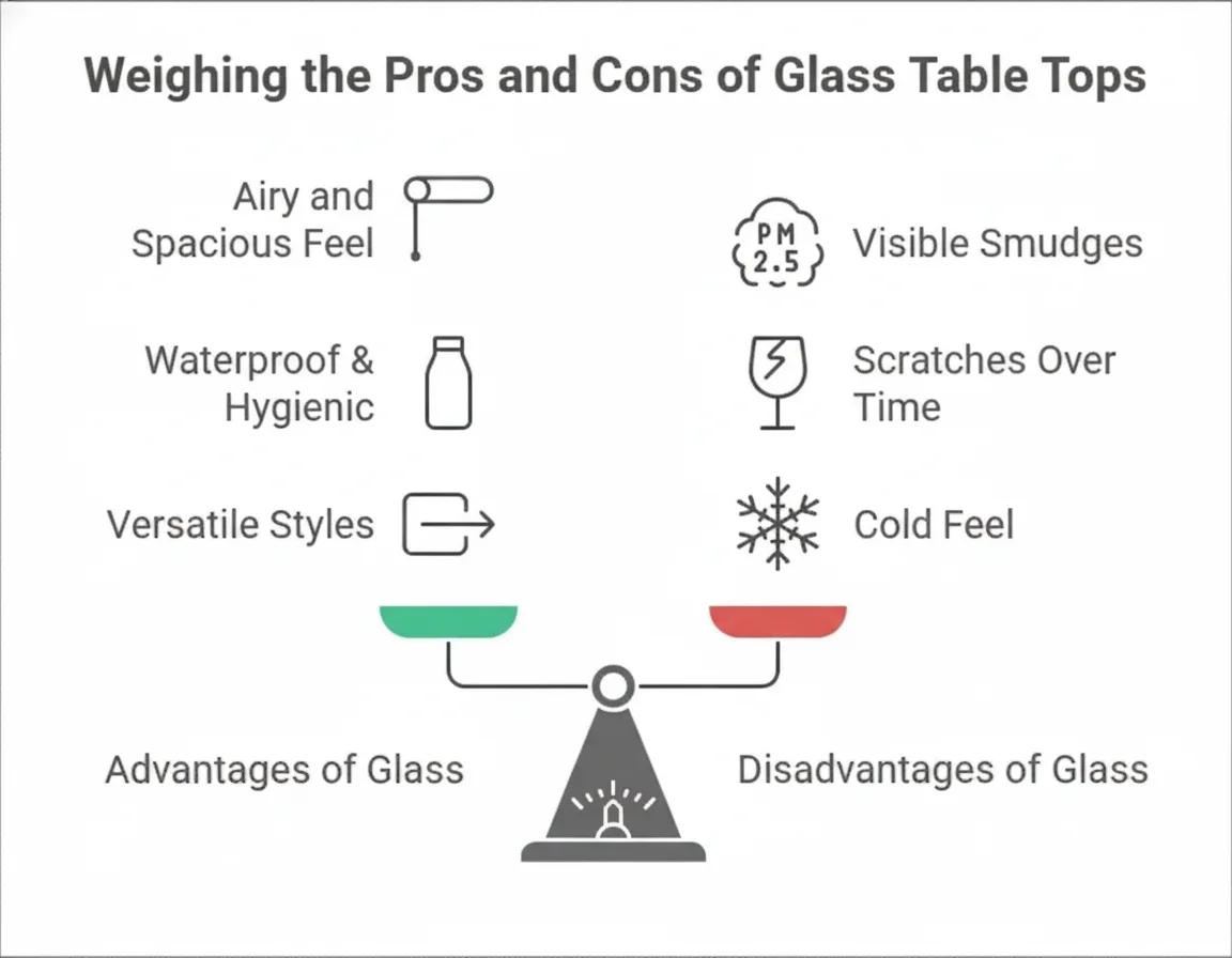 Glass Table Top: Elegant, Minimal, and Easy to Clean