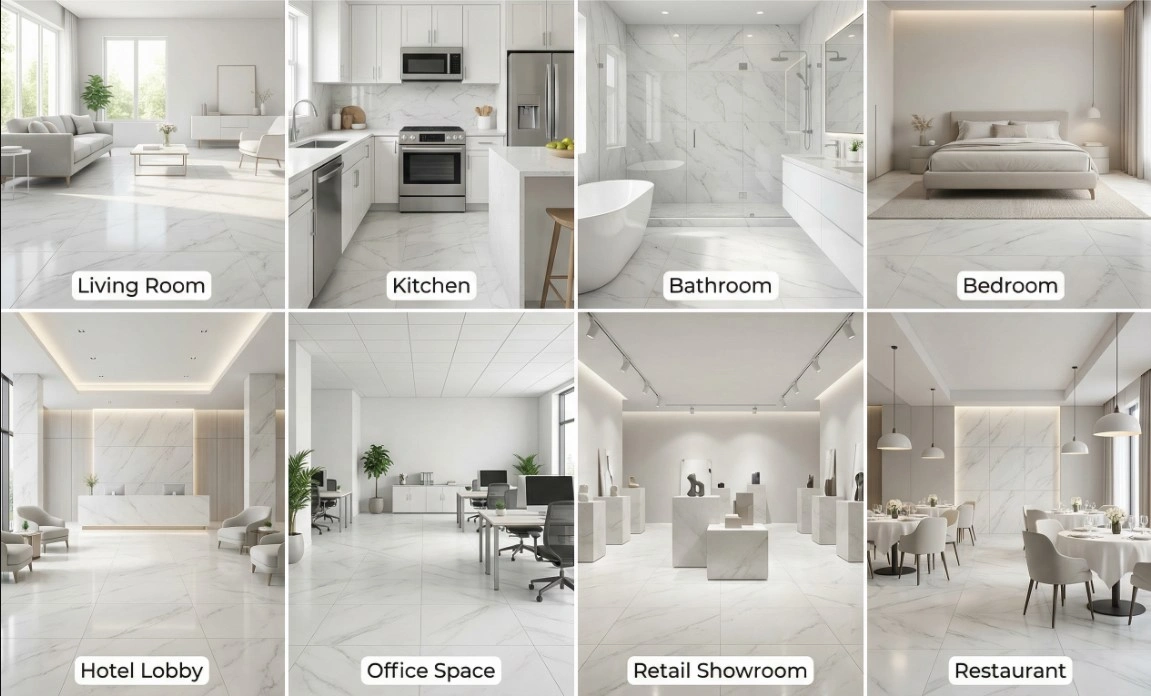 Best Spaces to Use Carrara-Inspired Tiles