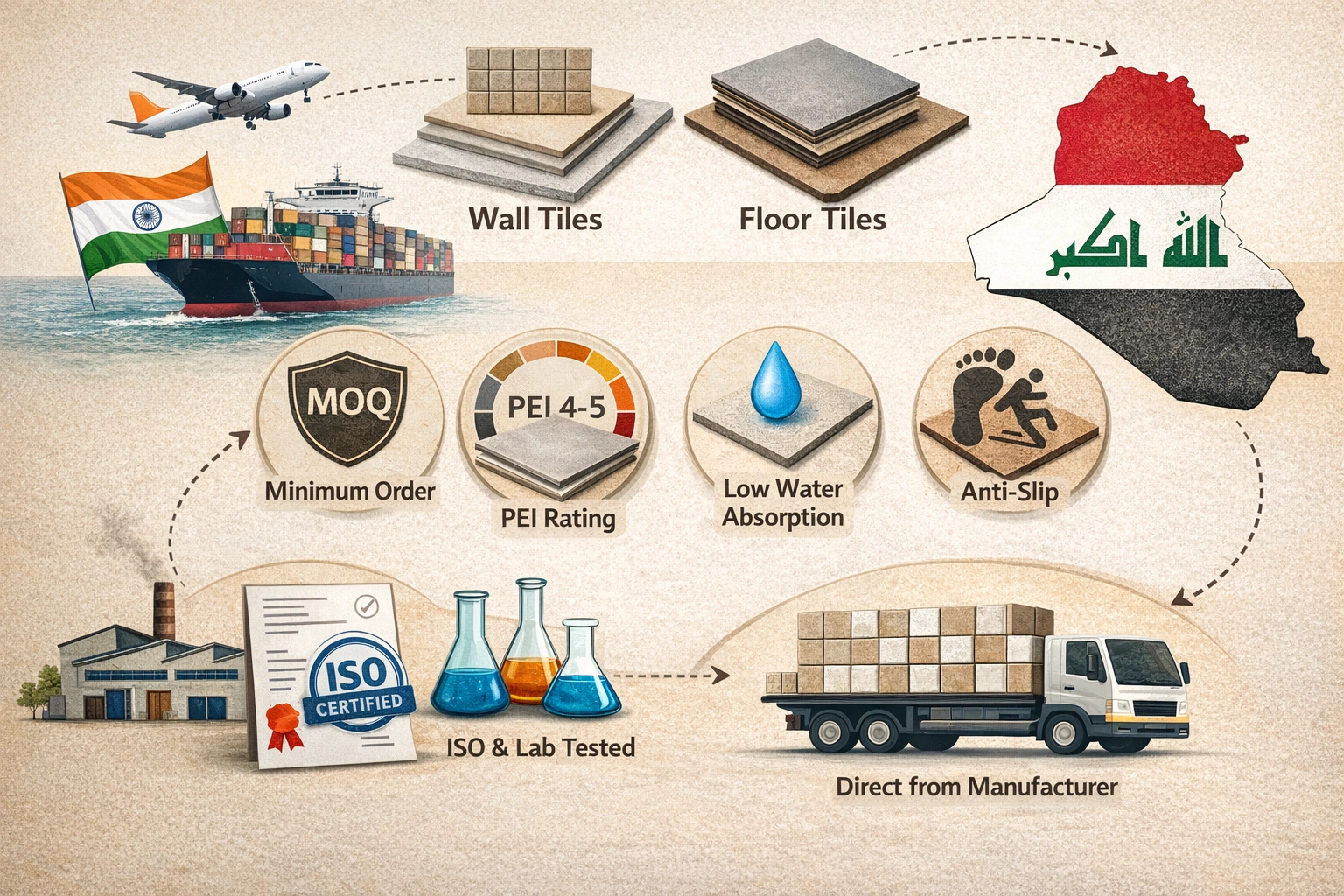 Key Factors to Consider When Importing Porcelain Tiles from India to Iraq