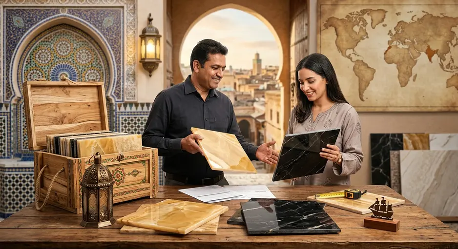 Golden & Onyx Tiles Exporter from India to Morocco